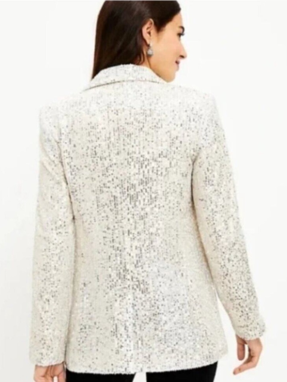 LOFT Ivory Sequin Blazer Jacket - Picture 2 of 10